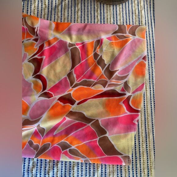 AFRM Zoe Mock Neck Mesh Top Pink Sheer Abstract Womens Size S/P - Picture 9 of 12